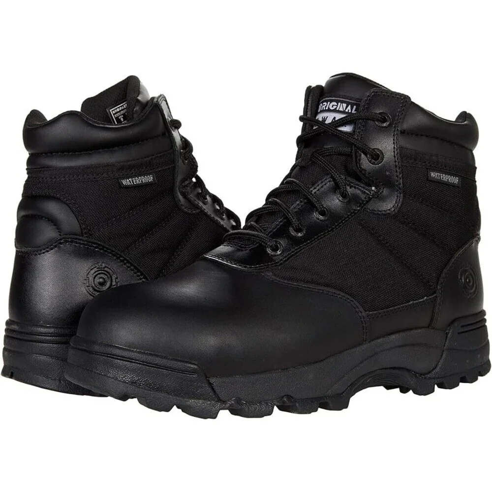 Original S.W.a.T. Classic 6 Men's 4 Black Leather Safety Toe Work Boots ZPO2457